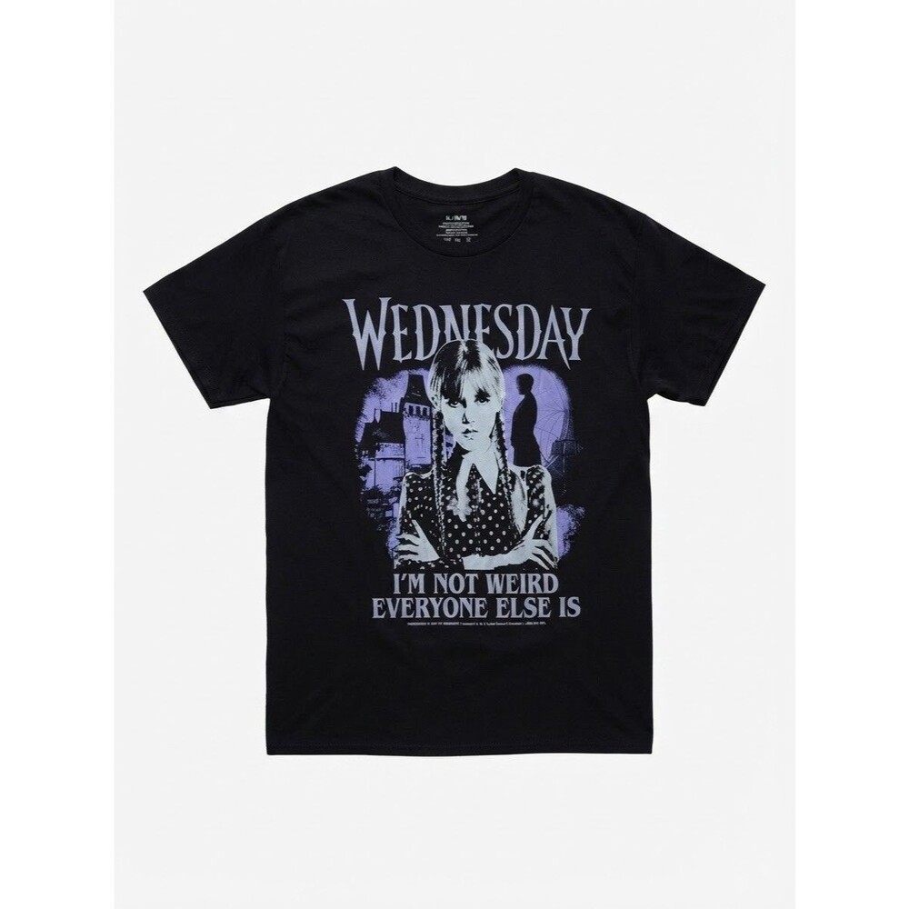 Wednesday Addams Graphic T-Shirt Womens XL Black I'm Not Weird Everyone Else Is